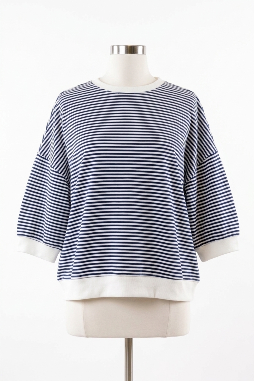 NEW ZENANA taylor stripe shirt in blue